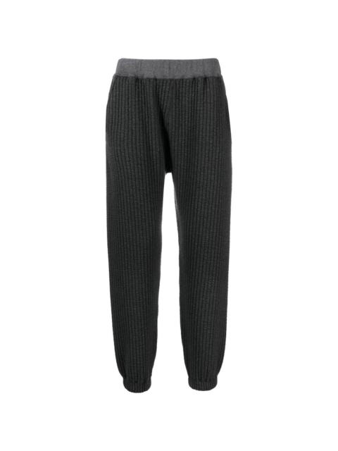 ribbed track cotton-blend pants