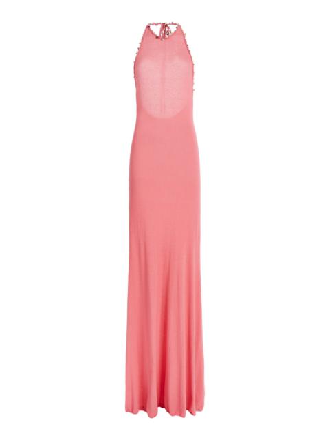CHRISTOPHER ESBER Embellished Knit Halter Mini Dress pink