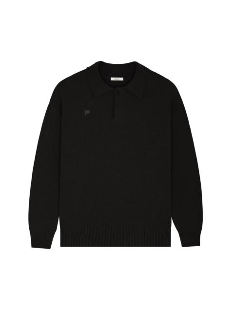 PANGAIA Mens DNA Recycled Cashmere Polo Sweater - Black