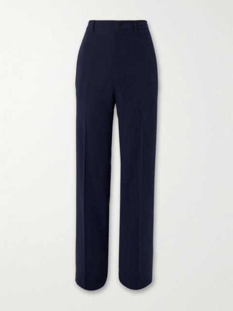 THOM SWEENEY Wide-leg Twill Trousers Navy