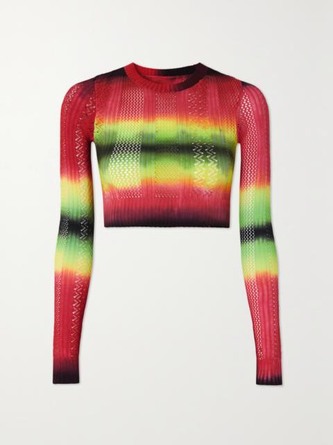 AGR Cropped Ombré Pointelle-knit Sweater