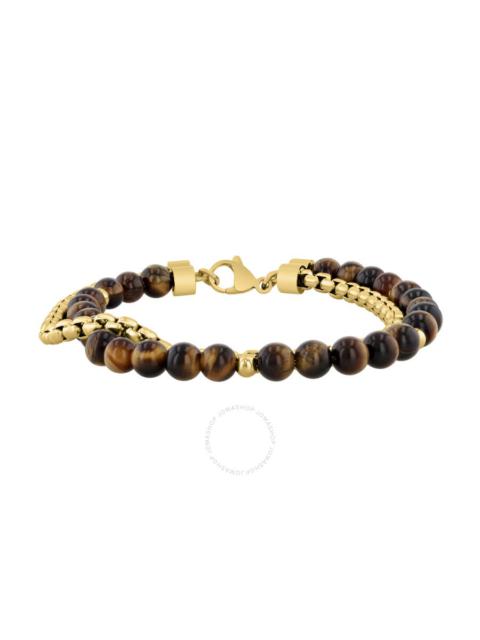 Robert Alton - Robert Alton Stainless Steel 6MM Tigers Eye Yellow Finish 3MM Box Chain Bracelet