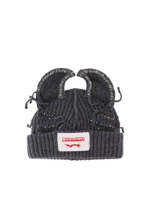 CHARLES JEFFREY LOVERBOY EARS-DETAIL BEANIE HAT