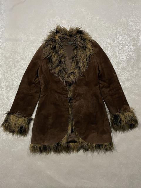 Other Designers Y2K If Six Was Nine LGB Style Leather Fur Brown Jacket Coat