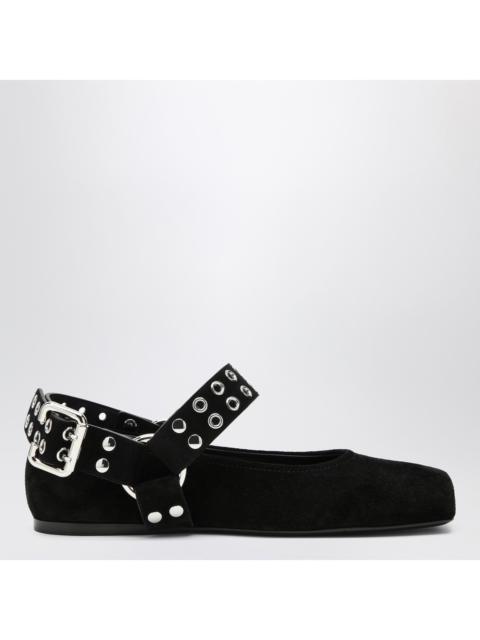 Alaïa Alaia Black Suede Flat Ballerina Biker Women