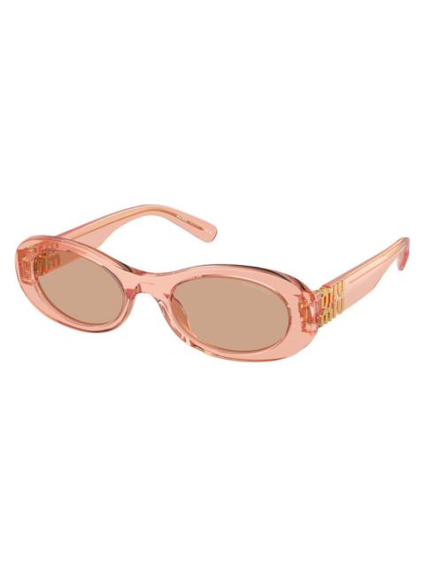 Miu Miu Miu Miu Dark Brown Oval Ladies Sunglasses MU 06ZS 13T1P1 50