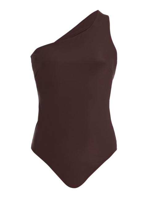 BONDI BORN® Colette One-Shoulder One-Piece Swimsuit brown