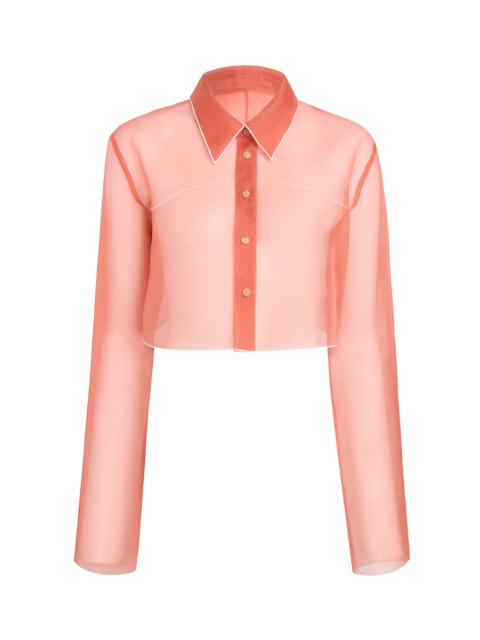 KHAITE Fritz Cropped Silk Organza Shirt coral