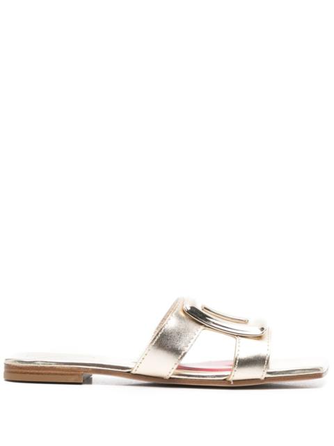 Roger Vivier Roger Vivier Women Metal Buckle Leather Flat Sandals