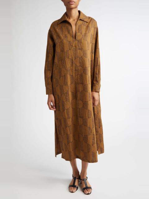 Max Mara Max Mara Edwige Abstract Print King Sleeve Caftan Dress in Olive Green at Nordstrom