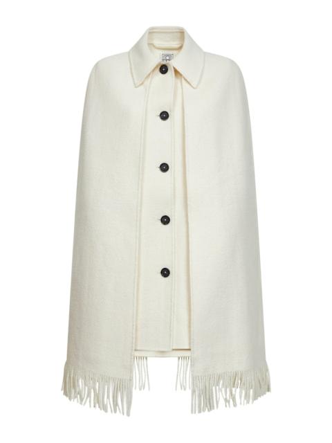 TOTEME White bouclé fringe cape coat