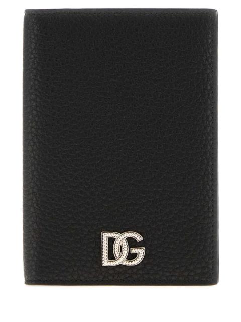 Dolce & Gabbana Dolce & Gabbana Men Black Leather Passport Holder