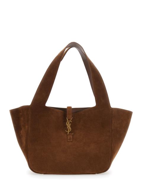 SAINT LAURENT Saint Laurent Women 'Bea' Brown Shoulder Bag With Cassandre Plaque On The Front In Suede Woman