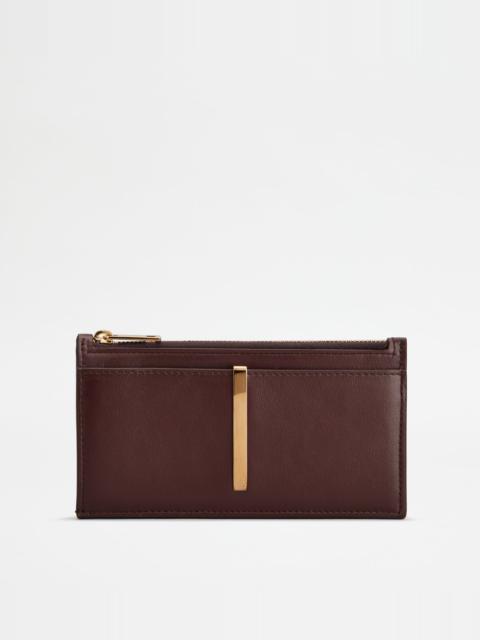 Tod's CARD HOLDER IN LEATHER - BURGUNDY