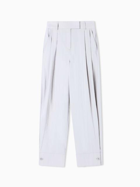 GIORGIO ARMANI WASHED TECHNICAL SILK TROUSERS WITH PLEATS