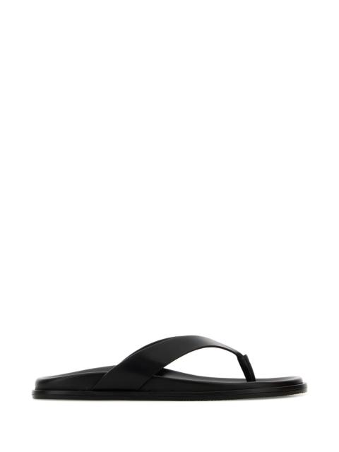 Stuart Weitzman Black leather thong slippers