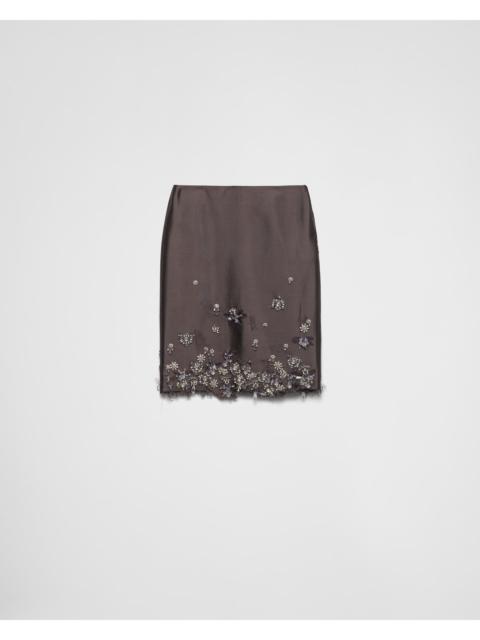 Prada Prada Embroidered Silk And Wool Skirt