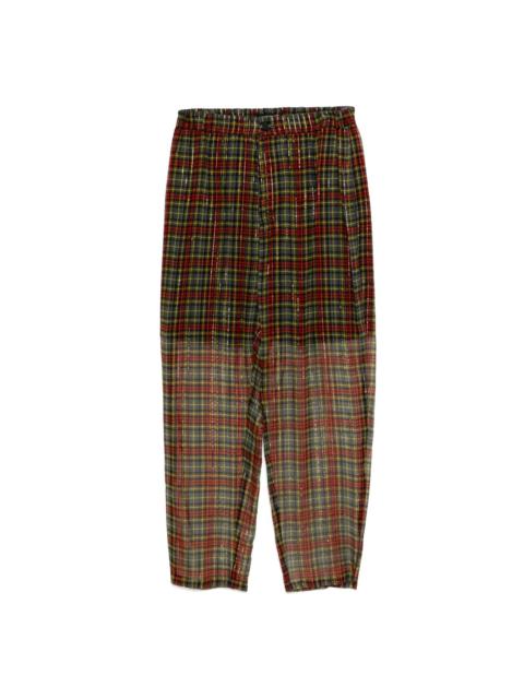 plaid-check trousers