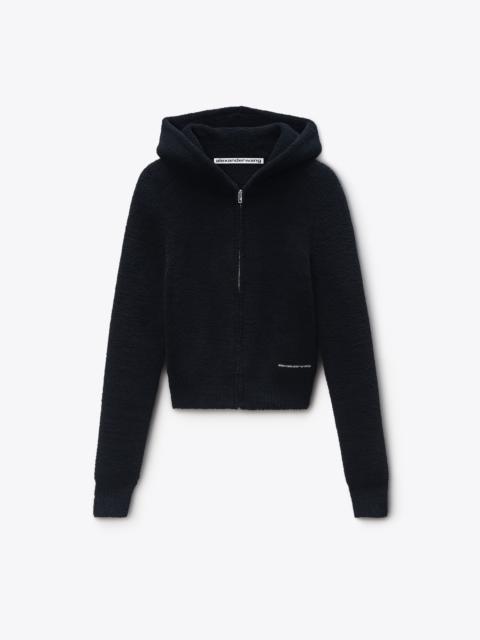 Alexander Wang Knit Logo Zip-Up Hoodie in Fleece