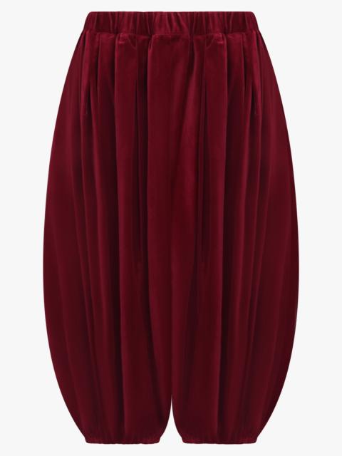 Comme Des Garçons ELASTIC WAIST VELVET DROP CROTCH PANT | BURGUNDY