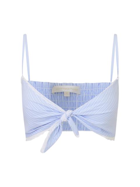 LoveShackFancy Arvine Cotton Bra Top blue