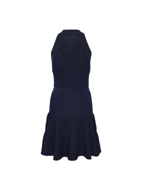 Balmain Halterneck Buttoned Knit Flare Dress