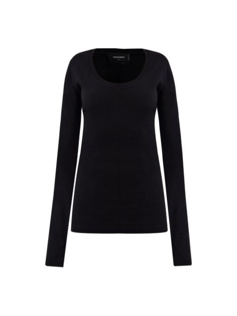 round-neck long-sleeve top