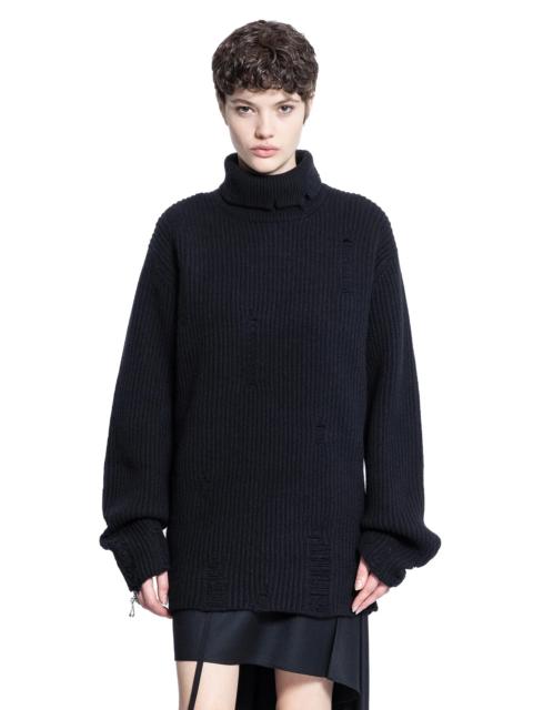 Ann Demeulemeester Tone Turtleneck Jumper In Distressed Felted Rib
