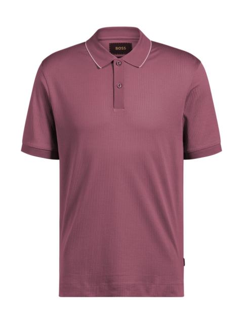 BOSS COTTON-SILK POLO SHIRT WITH STRIPE STRUCTURE