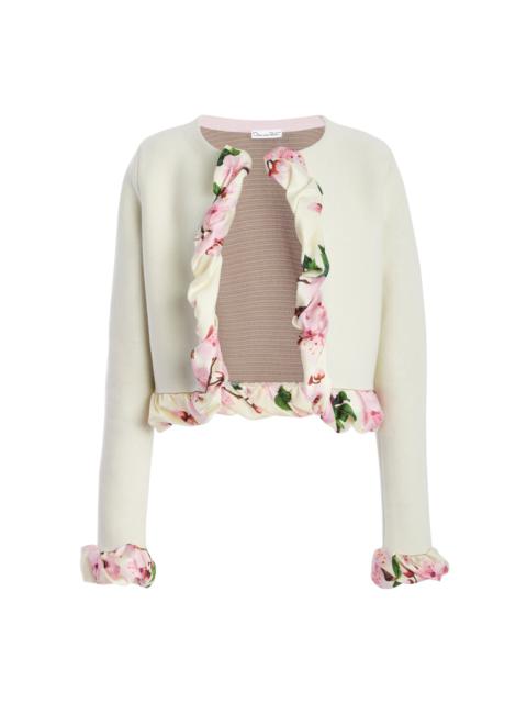 Oscar de la Renta Ruffled Knit Cardigan off-white