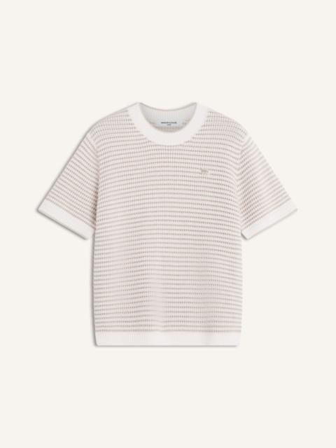Maison Kitsuné LACE KNIT STRIPED SHORT SLEEVE JUMPER