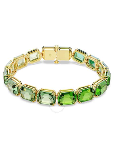 Other Designers Swarovski Millenia Tennis Octagon Cut Green Bracelet, Size Medium