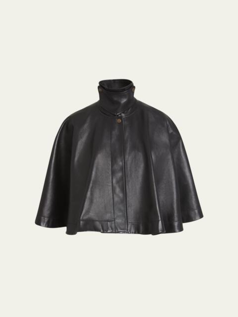 Soft Napa Leather Capelet Jacket