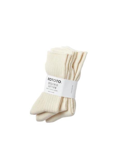 ROTOTO® R1123 Organic Daily 3 Pack Socks - Ecru