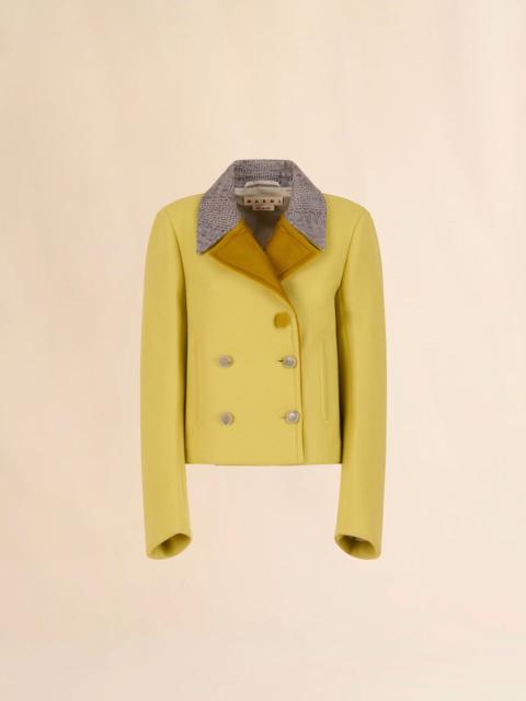 Marni YELLOW WOOL FELT JACKET WITH LEATHER DETAILS