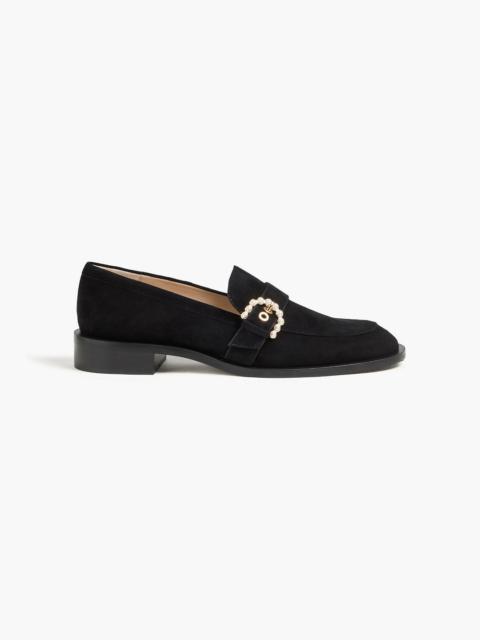 Stuart Weitzman Piper embellished suede loafers