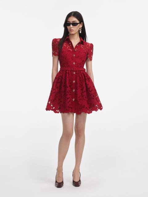 self-portrait Burgundy Lace Collared Mini Dress