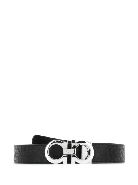 FERRAGAMO Black leather reversible belt