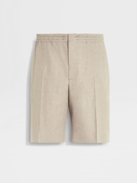 ZEGNA LIGHT TAUPE OASI LINO SHORTS