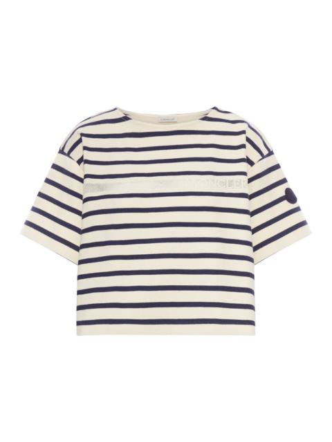 Moncler Moncler Women Striped Crop T-Shirt With Logo