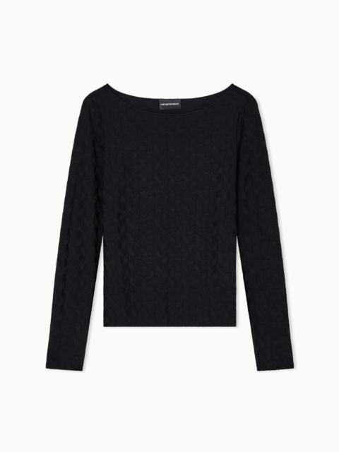 EMPORIO ARMANI JACQUARD JERSEY JUMPER WITH A GEOMETRIC PATTERN