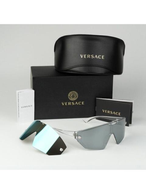 VERSACE NEW Versace VE4461 148/6V Crystal Grey Mirror Blue Detachable Lens Sunglasses