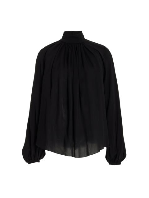 GABRIELA HEARST Kiian Pleated Top in Black Silk Georgette Twill