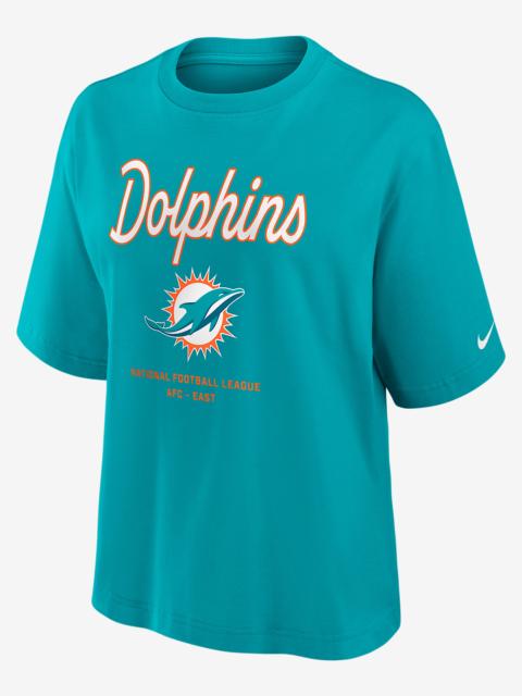 Nike Miami Dolphins Essential Script Boxy Women's Nike NFL T-Shirt