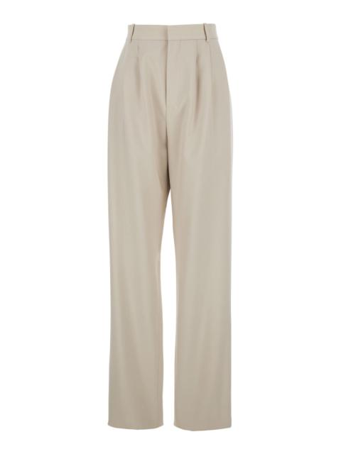 SAINT LAURENT Saint Laurent Women Beige Pants With Belt Loops And Pences On The Front In Wool Woman
