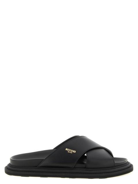Moschino Moschino Men Leather Sabots With Logo