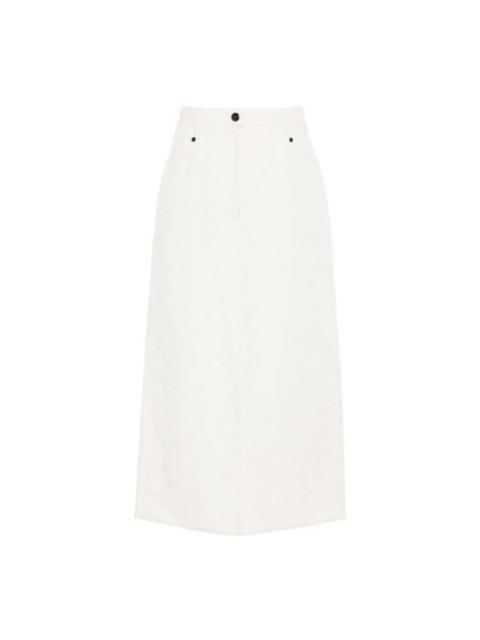 Brunello Cucinelli Brunello Cucinelli Wooff White Linen Blend Skirt