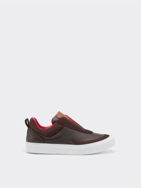 Ferrari Nappa leather and suede slip-on sneaker