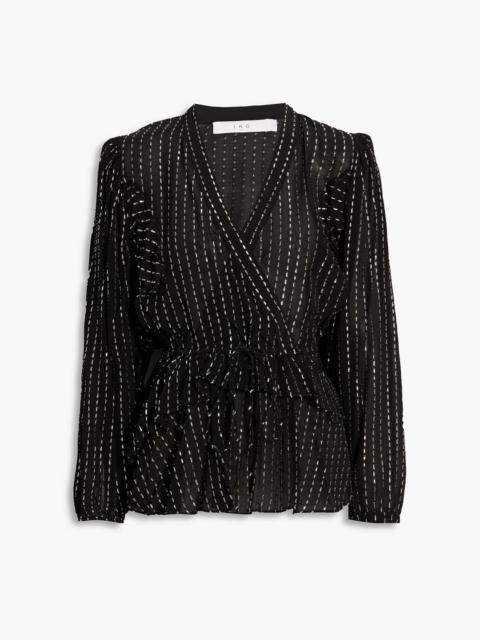 Other Designers Silga metallic fil coupé chiffon peplum blouse