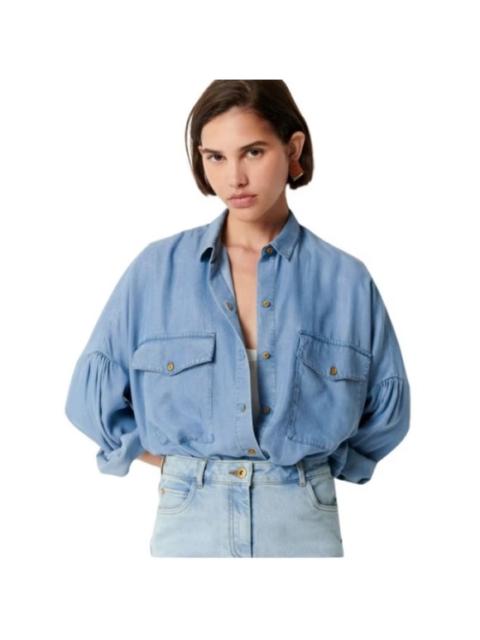 Other Designers New! SESSUN Botania Oversized Denim Button-Up Shirt 100% Lyocell Sz‎ Small